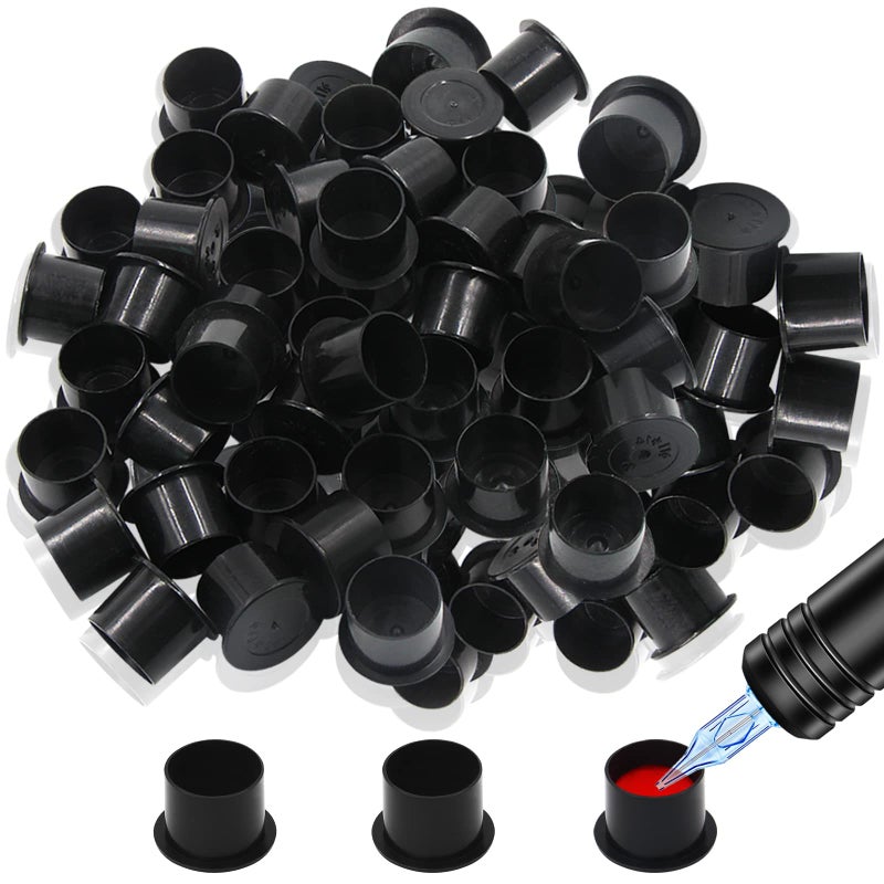 Autdor Tattoo Ink Caps Cups Medium - Autdor 1000Pcs Tattoo Caps Cups with Base Disposable Pigment Cups Microblading Makeup Tattoo Ink Cups with Base Pigment Ink Caps 14mm for Tattoo Supplies - Image 1