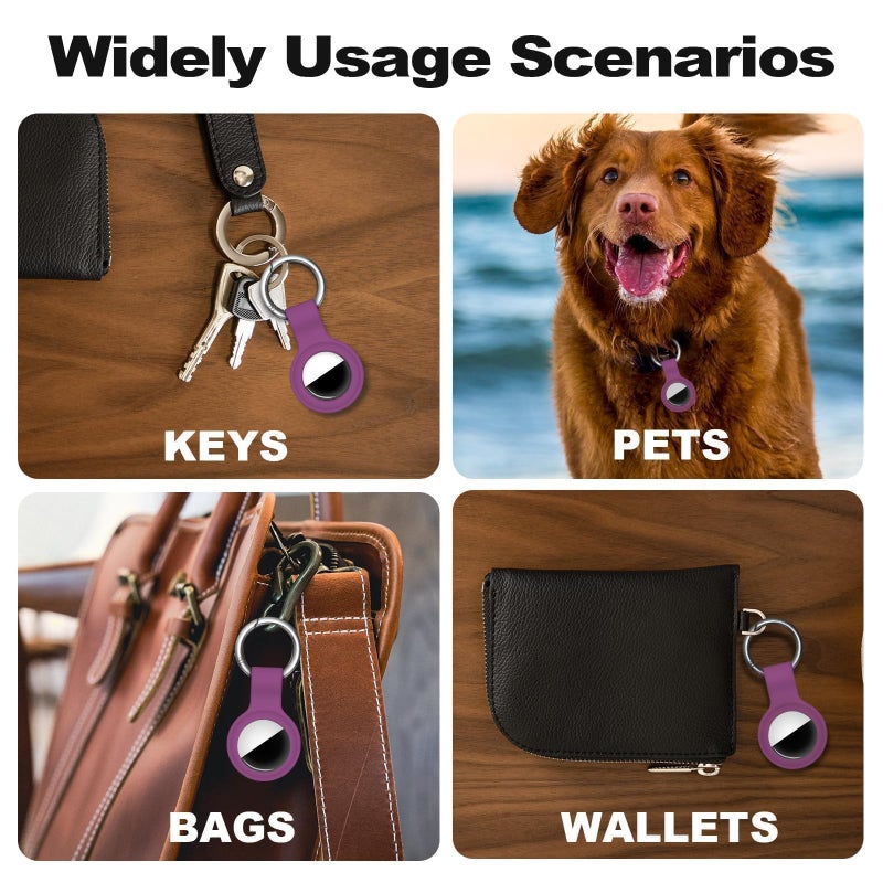 Linsaner Case for AirTag 2nd Gen (2026) & 1st Gen, Silicone Holder Keychain Key Ring, Protective Cover for Apple for Air Tags, GPS Finder Accessories for Bags, Pets, Kids, Luggage, Deep Purple - Image 5