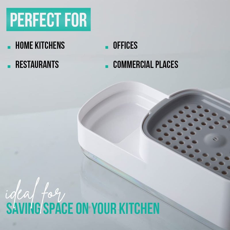 Nyarra Soap Dispenser for Kitchen with Sponge Holder 400ml, Hollow Design, Durable & Smooth Body, Rust Proof, 3 in 1 Liquid Soap Dispenser, Sink Dish Washing Soap Dispenser Set [NR-1862] - Image 5