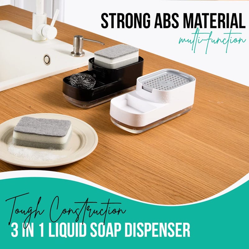 Nyarra Soap Dispenser for Kitchen with Sponge Holder 400ml, Hollow Design, Durable & Smooth Body, Rust Proof, 3 in 1 Liquid Soap Dispenser, Sink Dish Washing Soap Dispenser Set [NR-1862] - Image 4