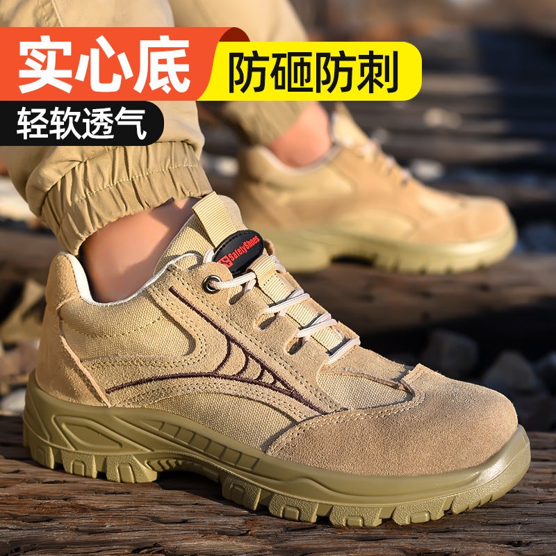 Summer Breathable Labor Protection Shoes For Men With Steel Toe Caps, Anti-Smash, Anti-Puncture, Lightweight, Wear-Resistant, Deodorant, Solid Bottom Safety Shoes, Comfortable - Image 1