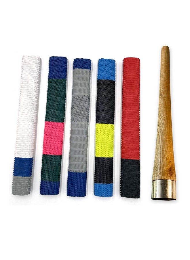 LIVOX Rubber Cricket Bat Grip with Cone Bracelet Ring Texture Bat Gripper Cone Cricket Acce ories for Boys, 5 Cricket Bat Grip & 1 Wooden Cone - Image 1