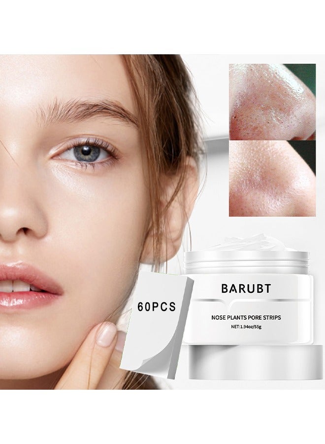 BARUBT Blackhead Remover Mask, Nose Plants Pore Strips, Pore Cleanser Purifying Peel Off Face Mask With 60 PCS Strips, Plants Aloe Blackhead Remover Facial Mask - Image 2