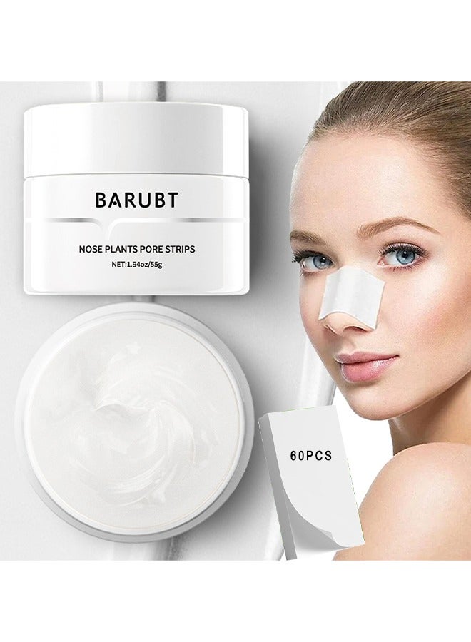 BARUBT Blackhead Remover Mask, Nose Plants Pore Strips, Pore Cleanser Purifying Peel Off Face Mask With 60 PCS Strips, Plants Aloe Blackhead Remover Facial Mask - Image 4