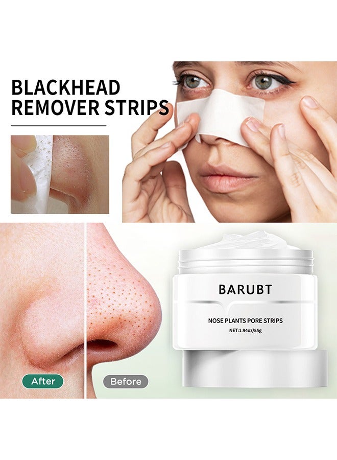 BARUBT Blackhead Remover Mask, Nose Plants Pore Strips, Pore Cleanser Purifying Peel Off Face Mask With 60 PCS Strips, Plants Aloe Blackhead Remover Facial Mask - Image 5