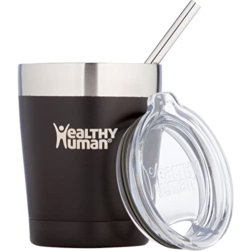 Healthy Human Stainless Steel Tumbler with Straw | Splash Proof Insulated Travel Cruiser Cup | Eco-Friendly Coffee Tumblers with Straws Cleaner & Splash Proof Lid (12oz, Pure Black) - Image 2