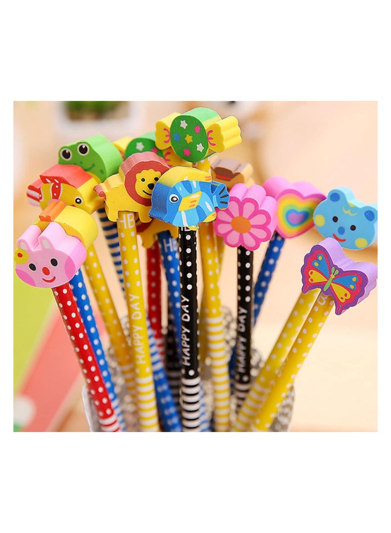20pcs Pencil Eraser with Pencil Eraser for Kids Pencils for School Cartoon Wooden Pencil Eraser for Kids 2*1 Pencil and Eraser - Image 1