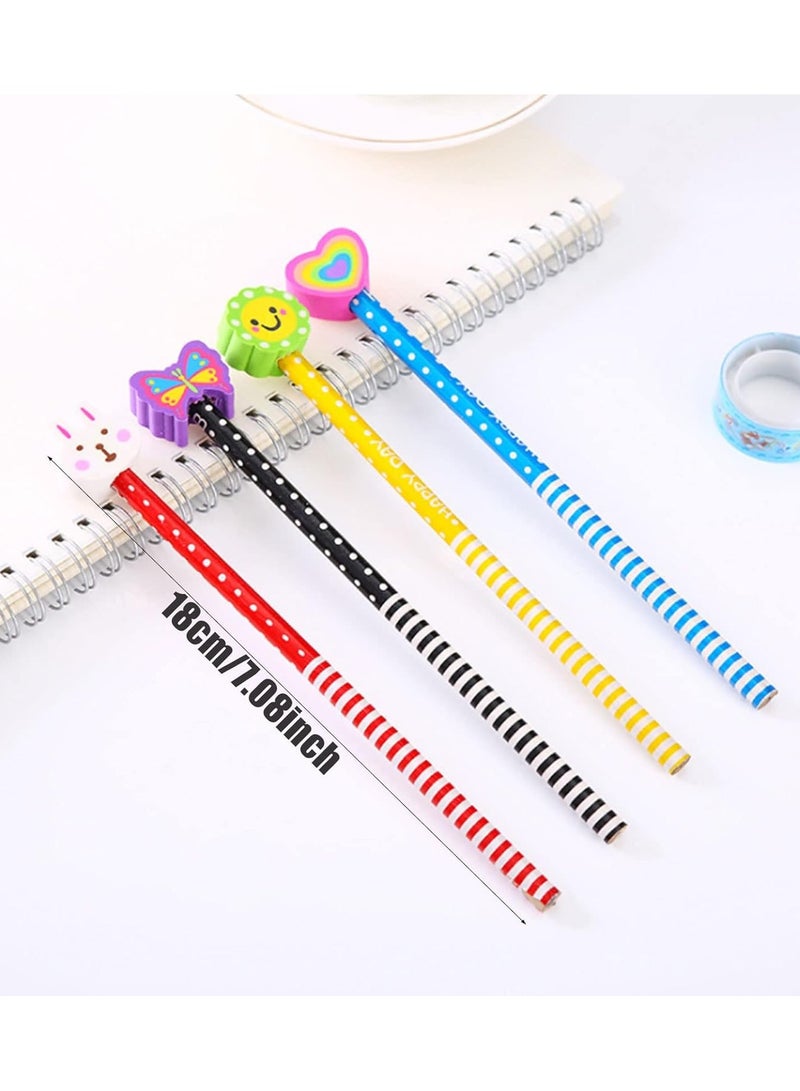 20pcs Pencil Eraser with Pencil Eraser for Kids Pencils for School Cartoon Wooden Pencil Eraser for Kids 2*1 Pencil and Eraser - Image 3