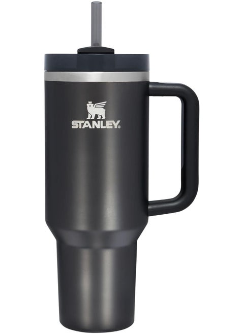 H2.0 FlowState Stainless Steel Vacuum Insulated Tumbler with Lid and Straw for Water, Iced Tea or Coffee, Smoothie and More, Black Glow, 40 oz