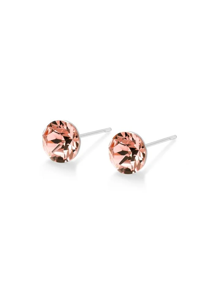 Seona Seona Aurora Austrian Crystal 6mm Stud Earrings for Women Hypoallergenic, Stainless Steel Stud Crystal Earrings, Comfortable for Sensitive Ears Premium Materials Tarnish-Free Earings, Small Stud Earrings - Vintage Rose