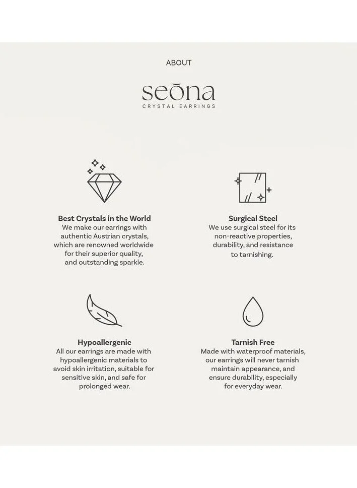 Seona  Seona Aurora Crystal Earrings for Women, Hypoallergenic Stainless Studs | Stud Earrings for Sensitive Ears, Small Lightweight Non-Tarnish Jewelry, Dual Closure Design | 6mm |Vintage Rose for Women | Best Price UAE