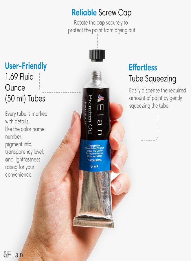 Elan مجموعة ألوان زيتية احترافية من إيلان، 24 لونًا زاهيًا، أنابيب 1.7 أونصة سائلة، ألوان زيتية غير سامة للرسم على القماش، ألوان فنية للبالغين والفنانين - Image 2