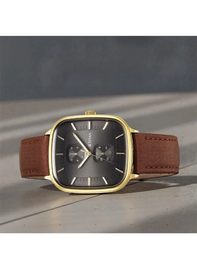 تيتان Men's Stainless Steel Analog Watch 90178YL01 - 42 mm