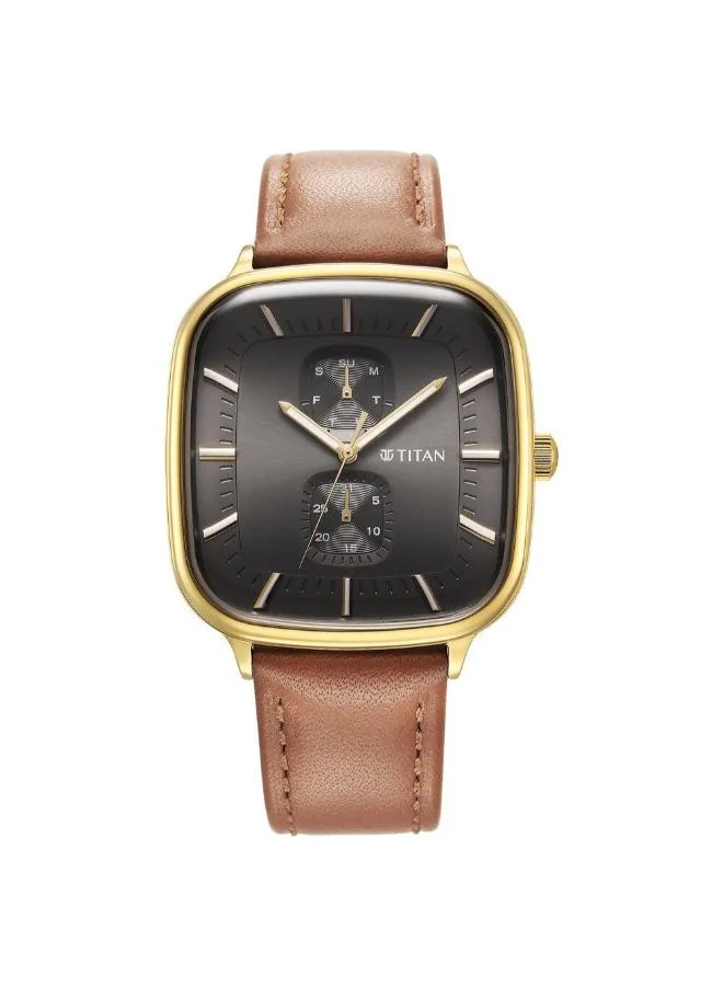 تيتان Men's Stainless Steel Analog Watch 90178YL01 - 42 mm