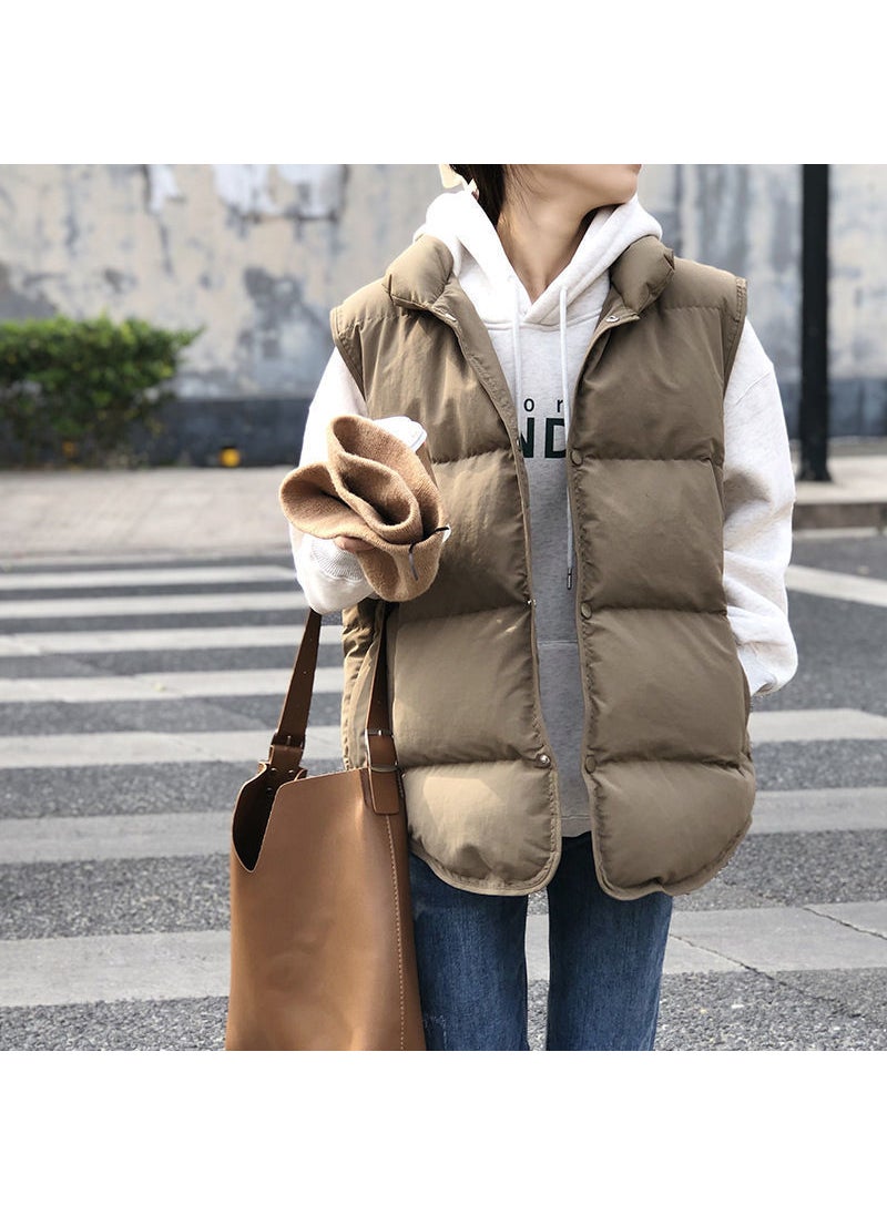 Womens Stand Collar Puffer Vest Slim Thickened Warm Sleeveless Waistcoat Khaki - pzsku/Z79B5FD73833ED53EBCA2Z/45/_/1732185691/6bfac856-dcc4-45f0-89c5-875e573c1b0d