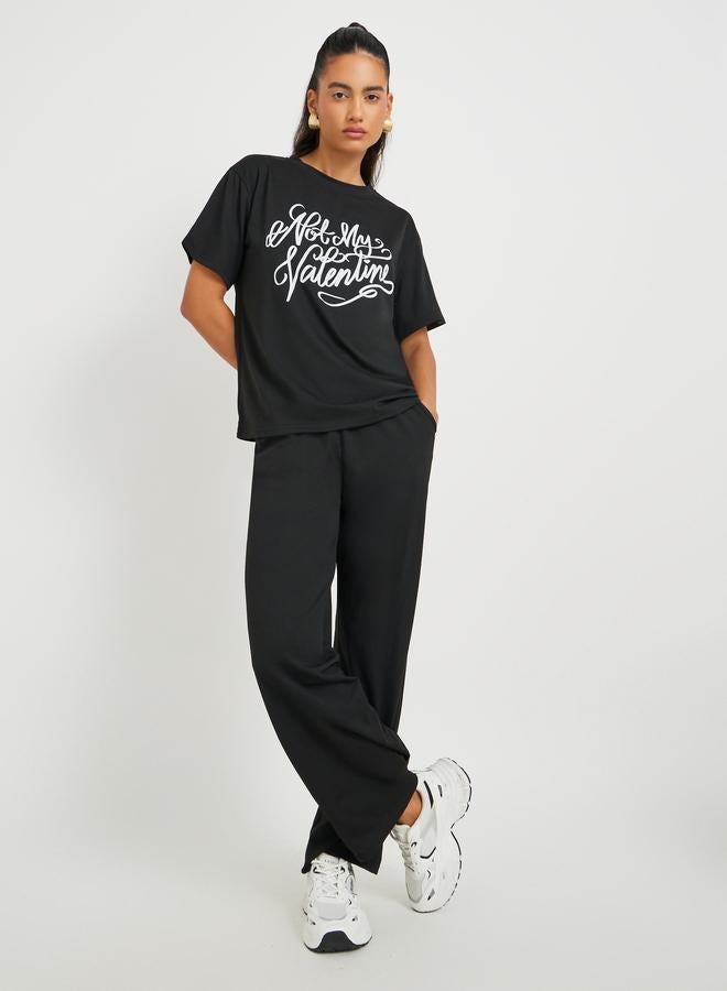 Take Two Take Two Slogan Printed Short Sleeve T-Shirt and Joggers Co-Ords  - Image 1