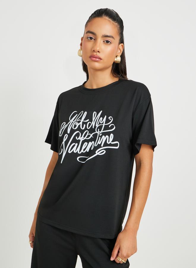 Take Two Take Two Slogan Printed Short Sleeve T-Shirt and Joggers Co-Ords  - Image 2