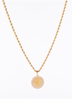 The Black Pearl Accessories Stainless Steel Necklace Gold With In The Name of Allah Pendant  - Image 2