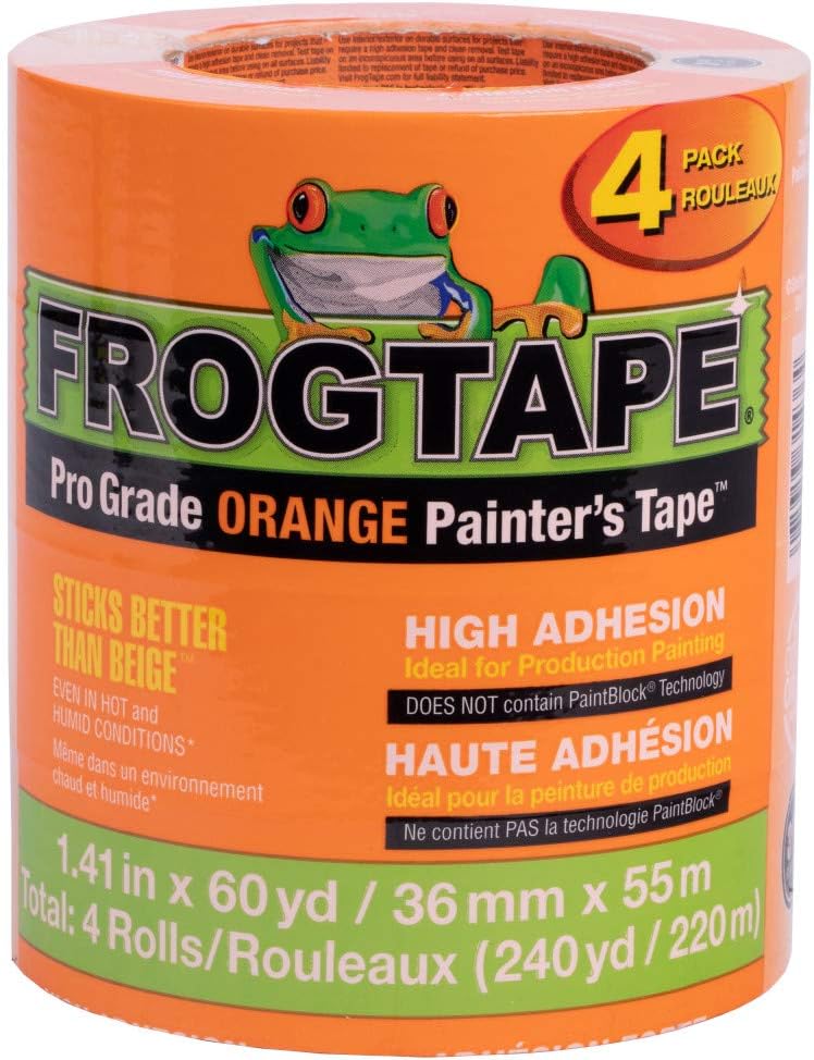 FrogTape FrogTape ProGrade Orange Painters Tape 15 Inch Wide 141 In x 60 Yds High Adhesion Paint Tape for Indoor  Outdoor Applications Orange 4 Rolls 242808  - Image 1