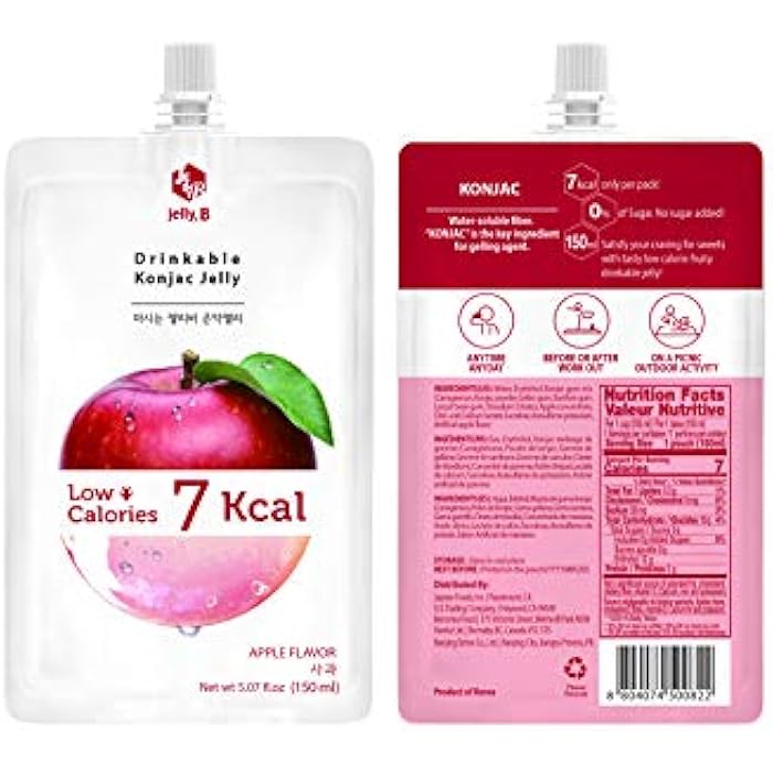 Jayone JELLY B Drinkable Konjac Jelly (10 Packs of 150ml) - 0 Gram Sugar, Only 6 kcal Each Packets (Apple) - Image 3