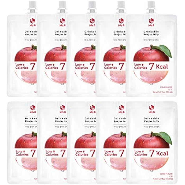 Jayone JELLY B Drinkable Konjac Jelly (10 Packs of 150ml) - 0 Gram Sugar, Only 6 kcal Each Packets (Apple) - Image 1