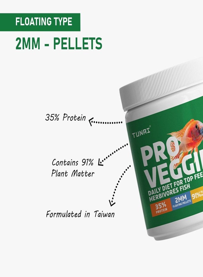 Tunai Pro Veg Fish Food for Adult Cichlids |100g| 2MM - Pellets, 91% Plant Matter| Suitable for All Top Feeding Herbivores Fish Food - Image 2