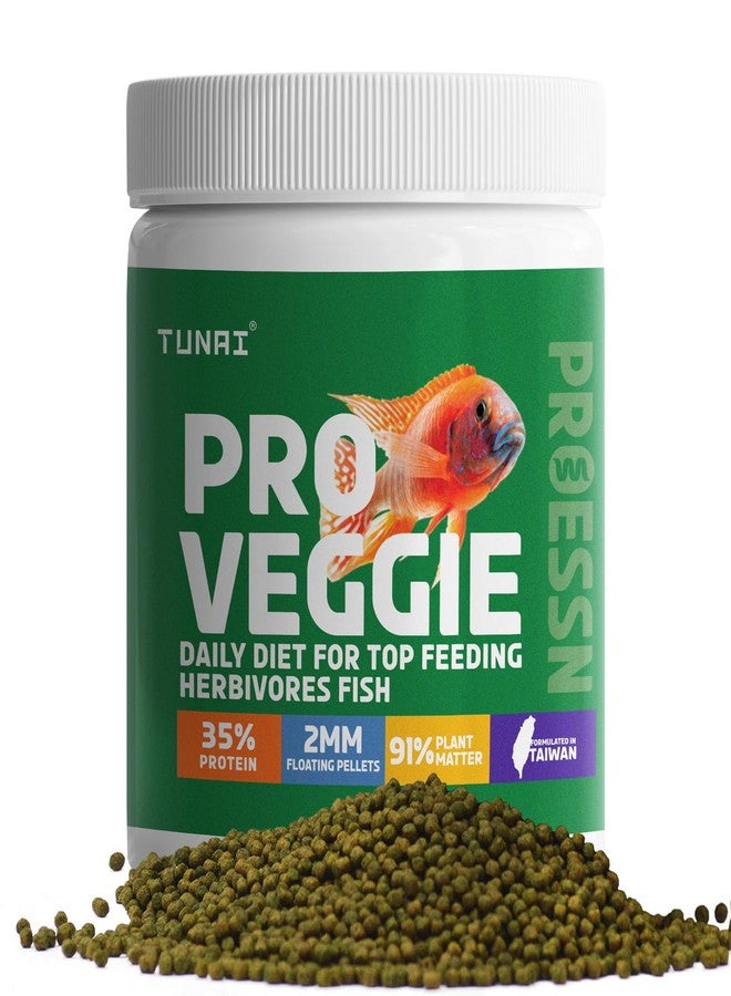 Tunai Pro Veg Fish Food for Adult Cichlids |100g| 2MM - Pellets, 91% Plant Matter| Suitable for All Top Feeding Herbivores Fish Food - Image 1
