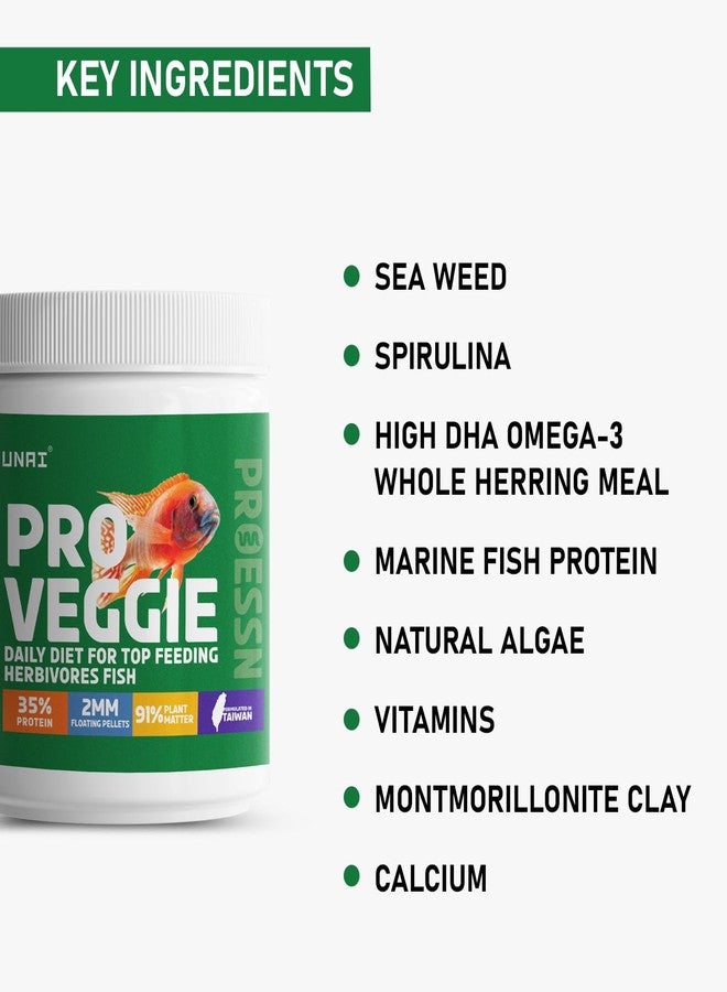 Tunai Pro Veg Fish Food for Adult Cichlids |100g| 2MM - Pellets, 91% Plant Matter| Suitable for All Top Feeding Herbivores Fish Food - Image 4