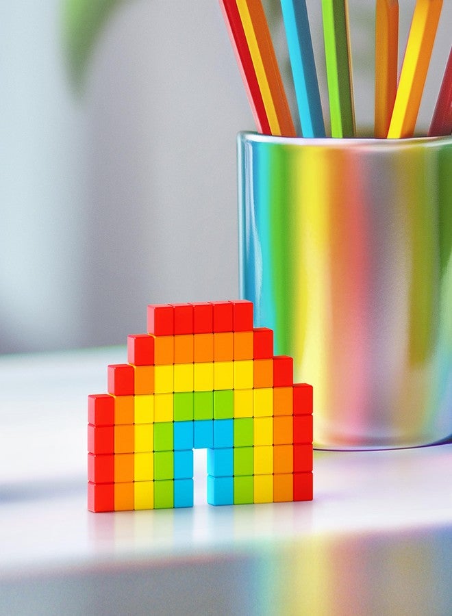 PIXIO Rainbow Tiny Magnetic Blocks Building Toy in The Pixel Art Style with Free App - 5/16" Plastic Cubes with 6 Magnets Inside - Open Ended Creativity Toy for Ages 6+ - 63pcs - Image 4