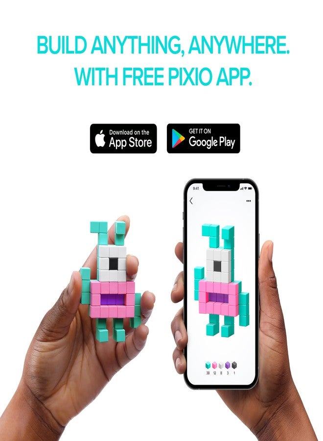 PIXIO Rainbow Tiny Magnetic Blocks Building Toy in The Pixel Art Style with Free App - 5/16" Plastic Cubes with 6 Magnets Inside - Open Ended Creativity Toy for Ages 6+ - 63pcs - Image 2
