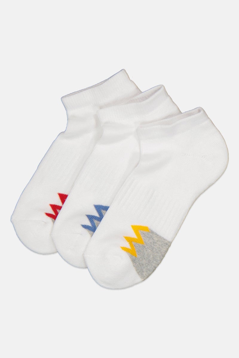 RBX Kids Boy 3 Pairs Textured Ankle Sock, White  - Image 1