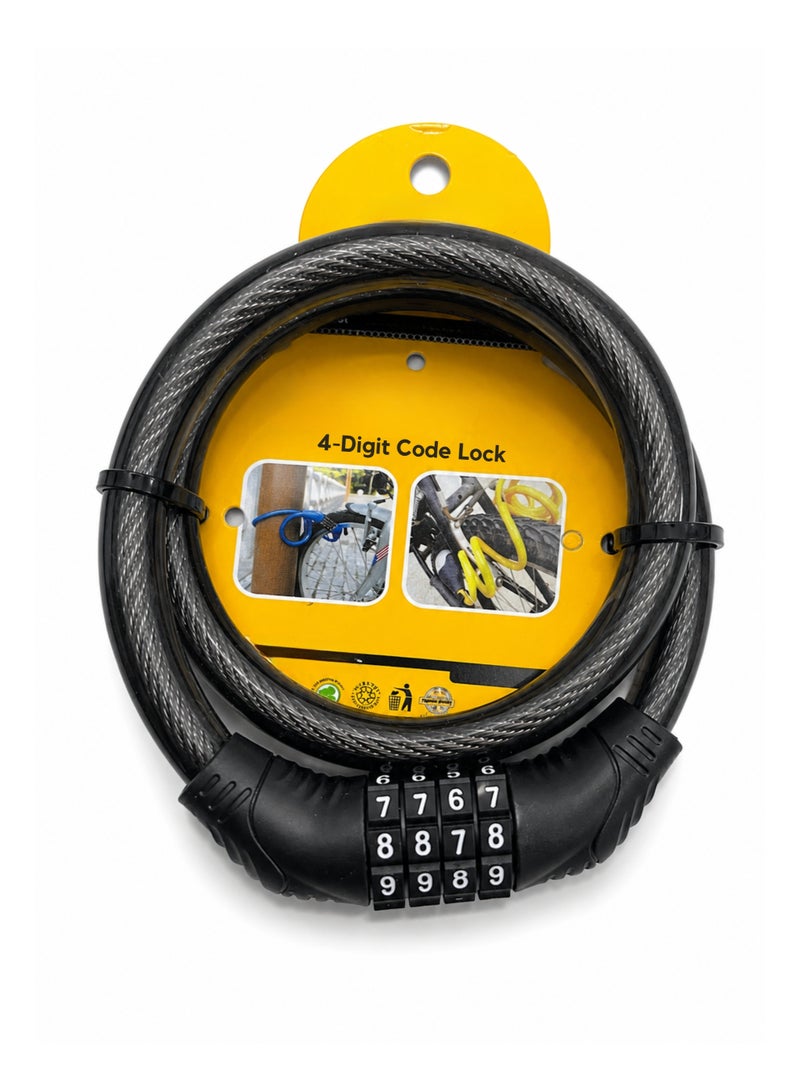 4 Digit Combination Bike Lock Cable Anti Theft Bicycle Lock for Scooter Cycle E Scooter Wire Lock - Image 1