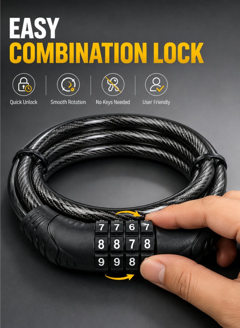 4 Digit Combination Bike Lock Cable Anti Theft Bicycle Lock for Scooter Cycle E Scooter Wire Lock - Image 4