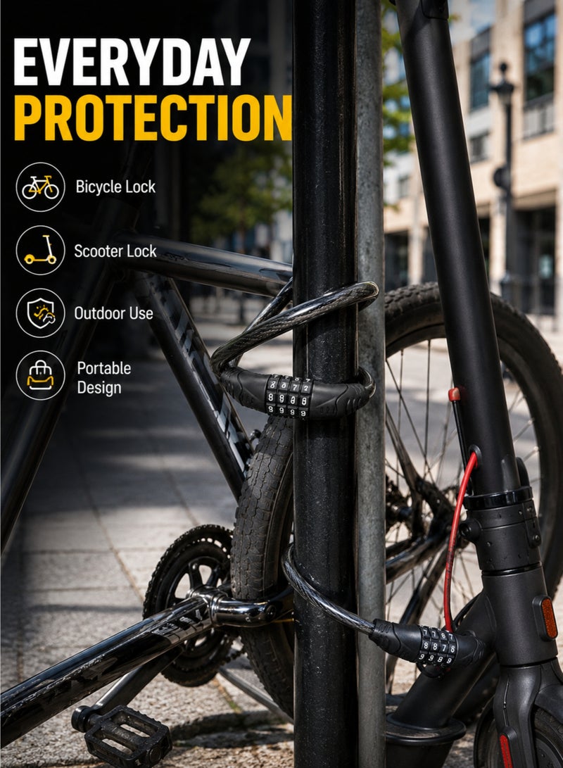 4 Digit Combination Bike Lock Cable Anti Theft Bicycle Lock for Scooter Cycle E Scooter Wire Lock - Image 5