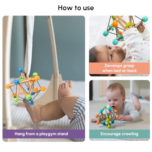 Curious Cub Montessori Geometric Rattle Ball Toy for Babies | Baby Hand Toy | Wooden Rattle for 6+ Month Baby | Promotes Motor Skills, Hand-Eye Coordination & Brain Development - Image 5