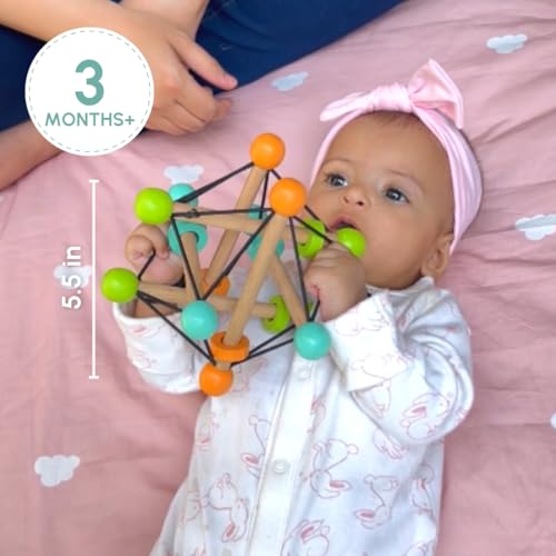 Curious Cub Montessori Geometric Rattle Ball Toy for Babies | Baby Hand Toy | Wooden Rattle for 6+ Month Baby | Promotes Motor Skills, Hand-Eye Coordination & Brain Development - Image 2