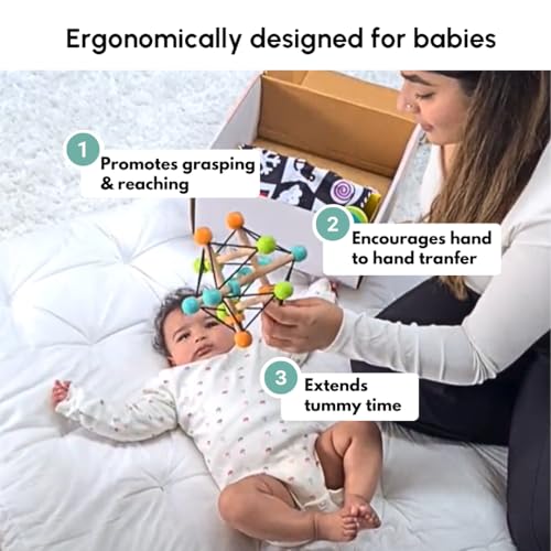 Curious Cub Montessori Geometric Rattle Ball Toy for Babies | Baby Hand Toy | Wooden Rattle for 6+ Month Baby | Promotes Motor Skills, Hand-Eye Coordination & Brain Development - Image 3