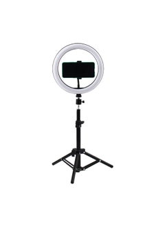 Generic 10 Inch Fill Light Photography Mobile Phone Selfie Beauty Light Trembles Fast Hand Live Ring Light 26cm Ring Light Flash-Color:Ink Black: One 10inch Lamp + Pan/tilt + Hose Mobile Phone Clip + 55cm Light Stand  - Image 5