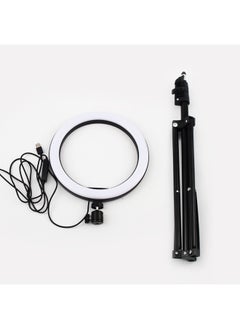 Generic 10 Inch Fill Light Photography Mobile Phone Selfie Beauty Light Trembles Fast Hand Live Ring Light 26cm Ring Light Flash-Color:Ink Black: One 10inch Lamp + Pan/tilt + Hose Mobile Phone Clip + 55cm Light Stand  - Image 3