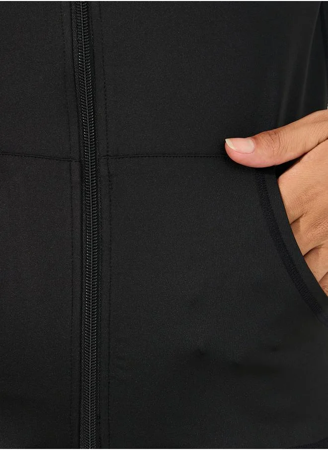 Styli Solid Full Zip Hooded Jacket