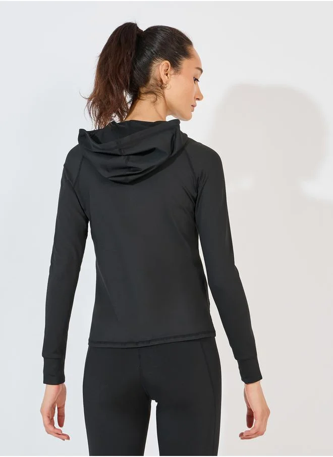 Styli Solid Full Zip Hooded Jacket