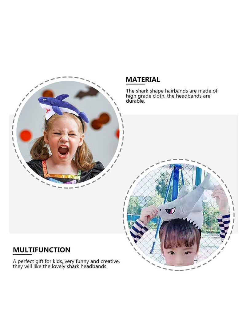 Shark Headband 2 PCS Cartoon Animal Hairband Ocean Themed Party Decorations Kids Hair Decorations Fashion Headbands Lovely and Fun Headband Soft and Comfortable for Themed Parties unisex - Image 4