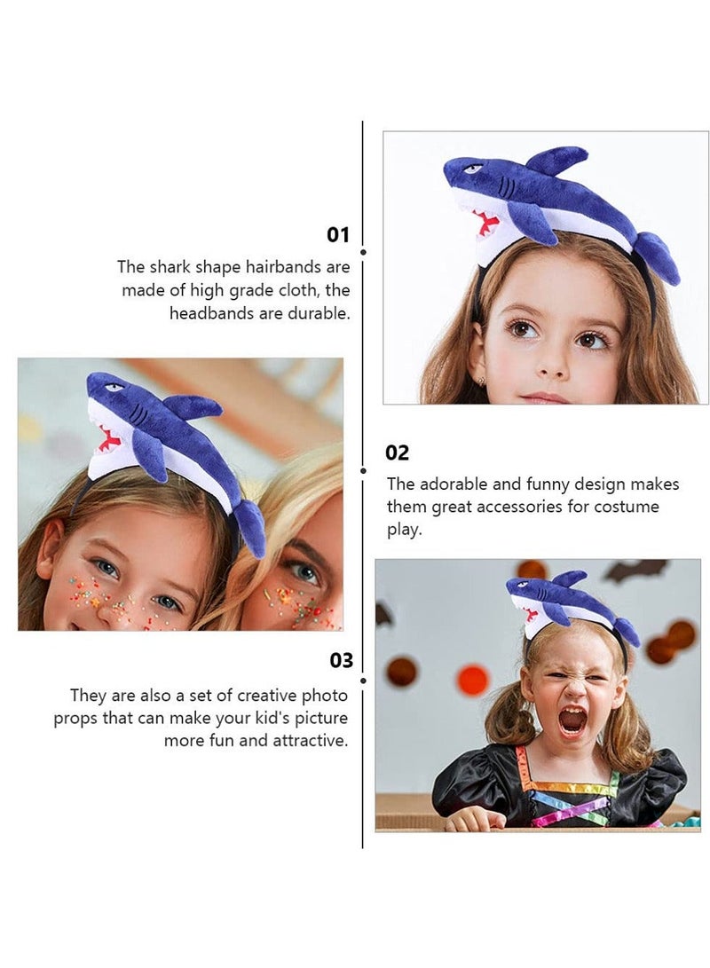 Shark Headband 2 PCS Cartoon Animal Hairband Ocean Themed Party Decorations Kids Hair Decorations Fashion Headbands Lovely and Fun Headband Soft and Comfortable for Themed Parties unisex - Image 2
