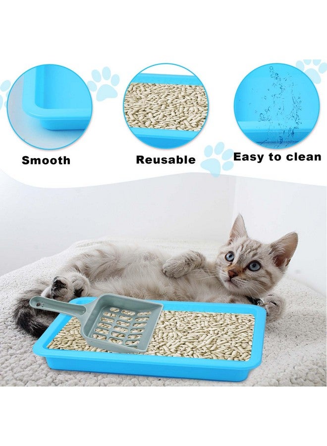 KINBOM 5pcs Kitten Litter Box, 9.65x7.28x0.98 inch Small Cat Litter Box with Litter Spatula Shallow Litter Pan Plastic Litter Tray Portable Cat Waste Tray Kitten Boxes for Indoor Cats Low Entry (5 Colors) - Image 4