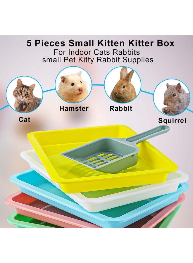 KINBOM 5pcs Kitten Litter Box, 9.65x7.28x0.98 inch Small Cat Litter Box with Litter Spatula Shallow Litter Pan Plastic Litter Tray Portable Cat Waste Tray Kitten Boxes for Indoor Cats Low Entry (5 Colors) - Image 5