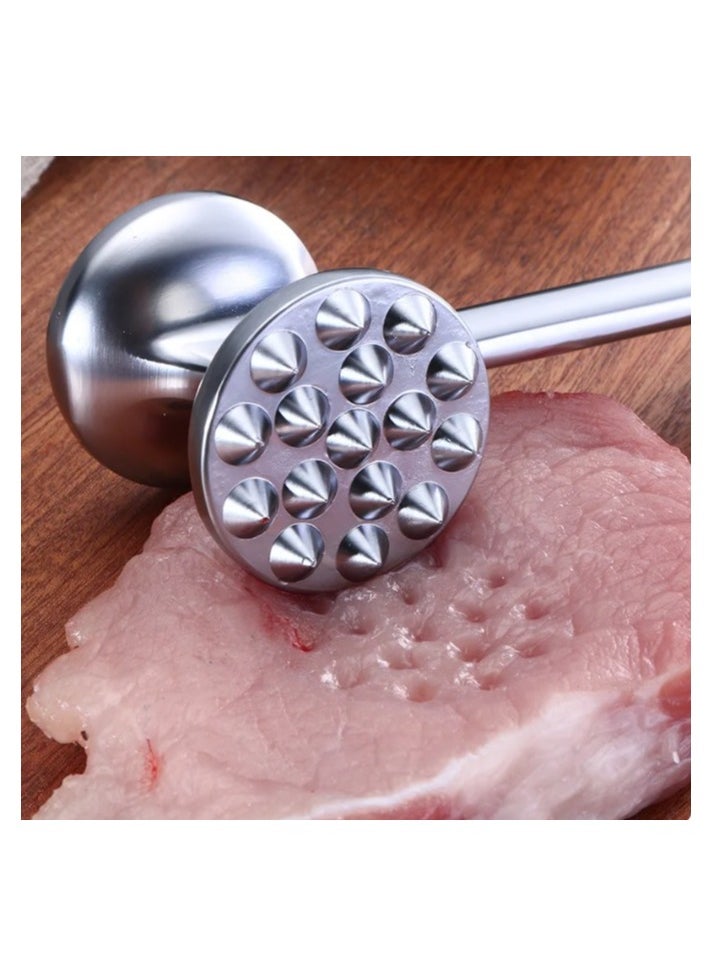 TOP CHOICE - Steak Hammer Heavy Chicken Chop Beef Tenderizer Kitchen Stainless Steel Cooking Tools Dishwasher Safe Marinated Heavy Duty Food Hammer (Silver)) - Image 1