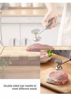 Steak Hammer Heavy Chicken Chop Beef Tenderizer Kitchen Stainless Steel Cooking Tools Dishwasher Safe Marinated Heavy Duty Food Hammer (Silver))