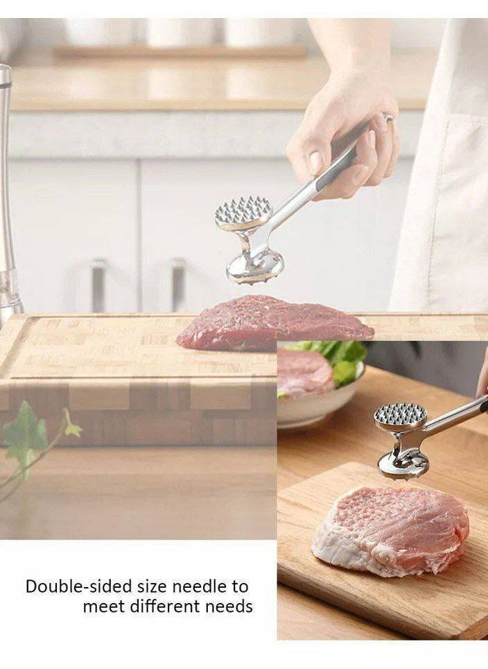 TOP CHOICE - Steak Hammer Heavy Chicken Chop Beef Tenderizer Kitchen Stainless Steel Cooking Tools Dishwasher Safe Marinated Heavy Duty Food Hammer (Silver)) - Image 1