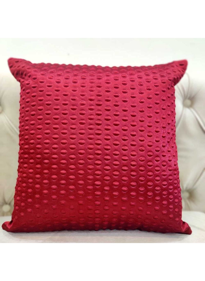 Good Vibes GOODVIBES Maroon White Cushion Covers 24x24 inch or 60 x 60 cm Set of 3 DamaskSelf DesignWoven Motifs Embroidered Zipper Square Combo  - Image 3