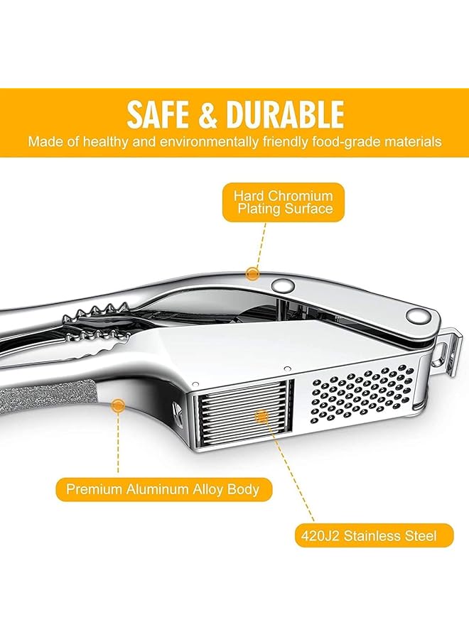 TERRIFI 2 In 1 Stainless Steel Garlic Press And Slicer – Heavy Duty Handheld Garlic Crusher & Mincer, Ergonomic Kitchen Gadget, Easy To Clean, Dishwasher Safe, Rust Resistant Garlic Masher For Cooking - Image 3